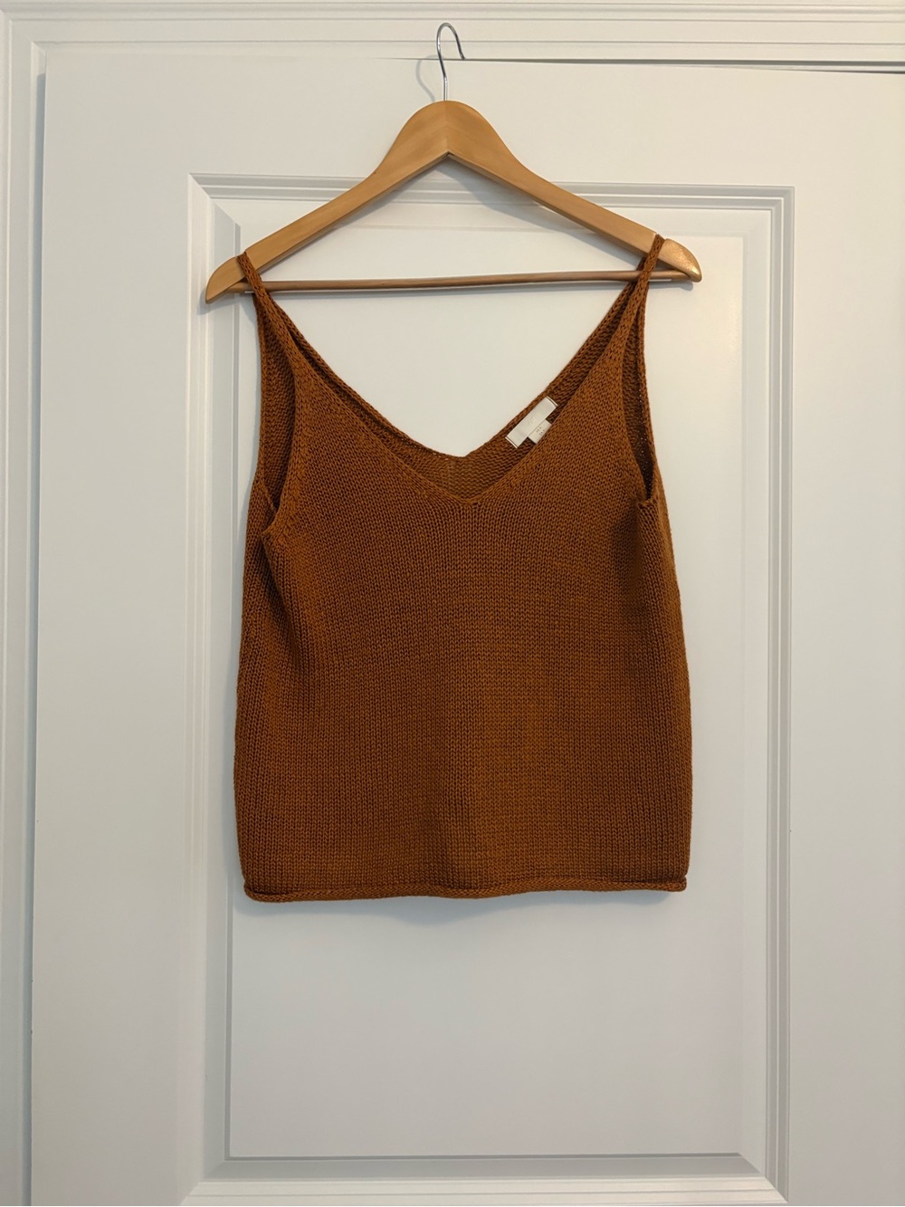 H&M Rust Brown Knit V-Neck Tank Top